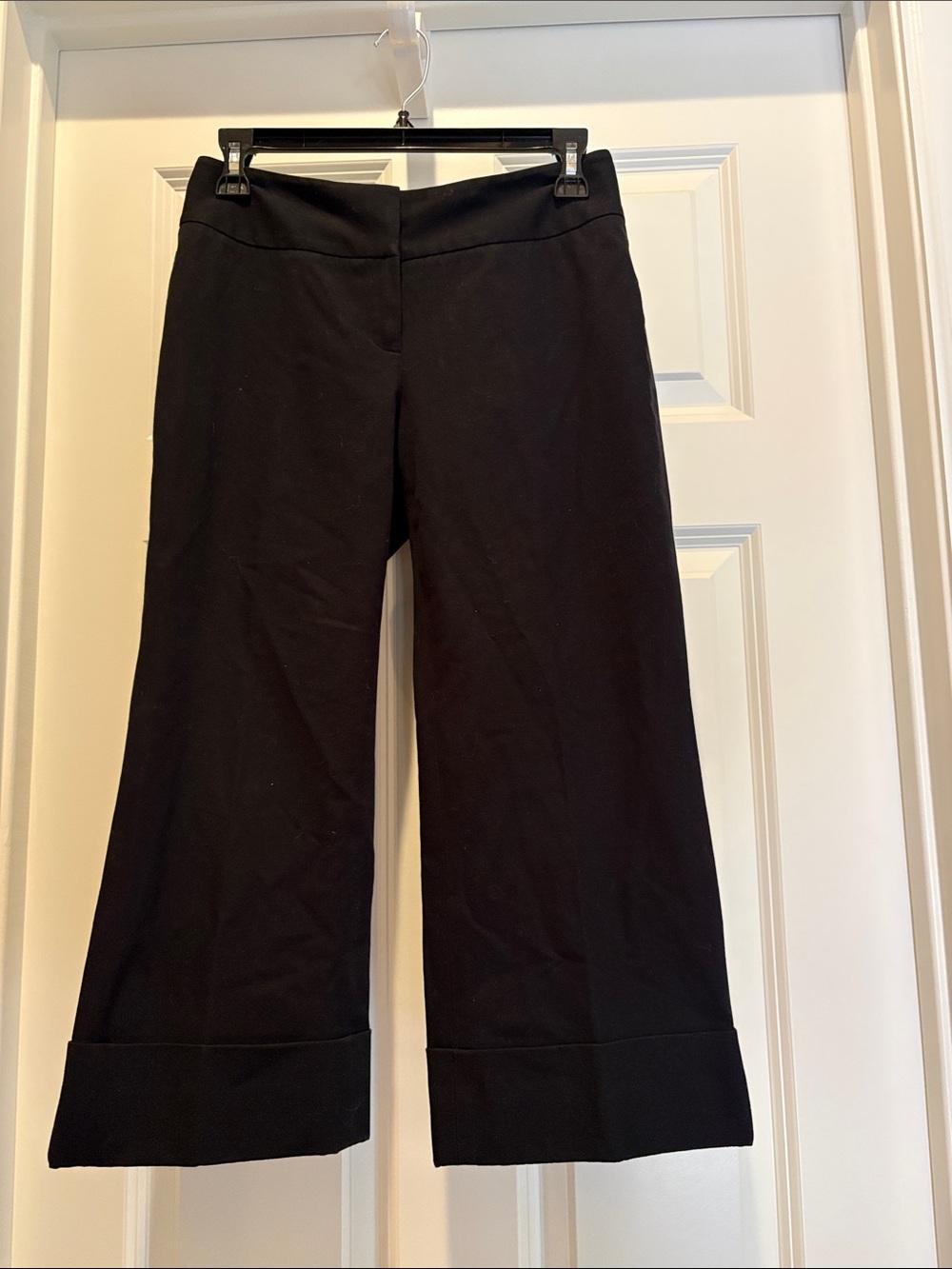 Classiques Entier Black Cropped Wide-Leg Pants- 92% cotton, 8% spandex